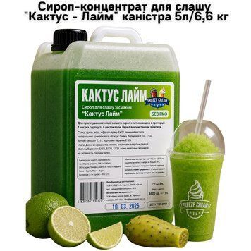 Сироп-концентрат для слашу "Кактус - Лайм" каністра 5л/6,6 кг 63-0153 фото