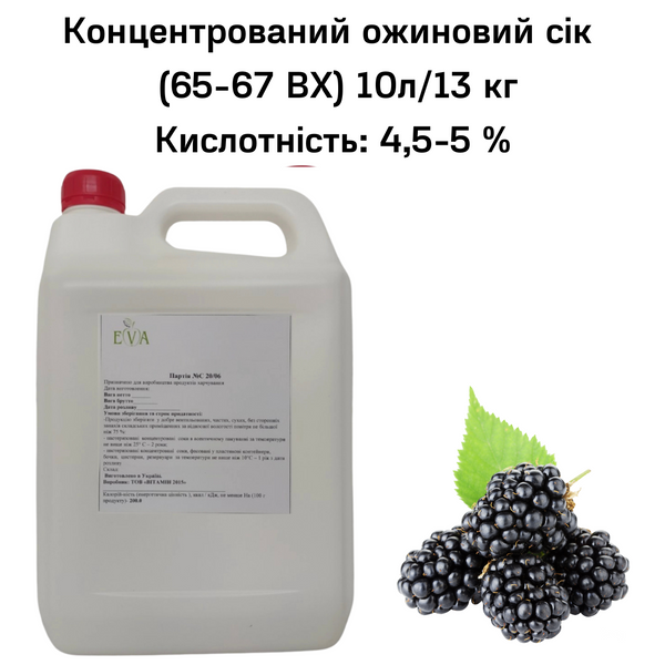 Концентрований ожиновий сік (65-67 ВХ) каністра 10л/13 кг 0100029 фото