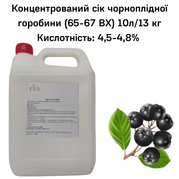 Концентрований сік чорноплодної горобини (65-67 ВХ) каністра 10л/13 кг 0100018 фото