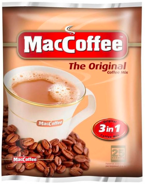 Скринька розчинної кави MacCoffee 3 в 1 упаковка 25 шт (у ящику 40 шт. упаковок) 0200115 фото