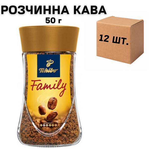 Ящик растворимого кофе Tchibo Family 50 гр. в стеклянной банке (в ящике 12 шт.) 0200277 фото