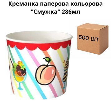 Креманка паперова кольорова "Смужка" 286мл (25шт/500шт) 90-0026 фото