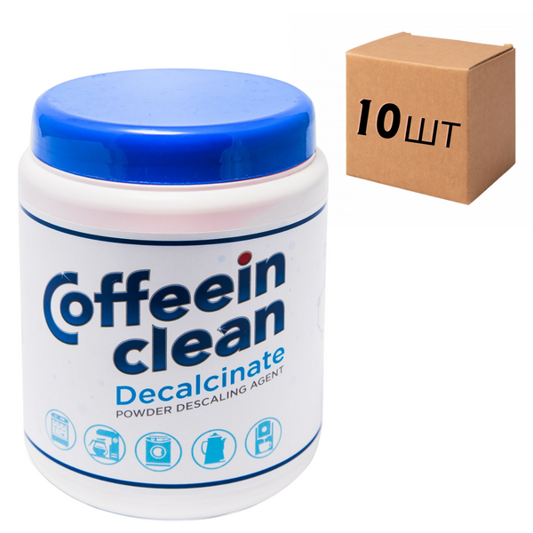 Ящик профессионального средства Coffeein clean DECALCINATE для очистки от накипи 900 гр. (в ящике 10шт) 10089 фото