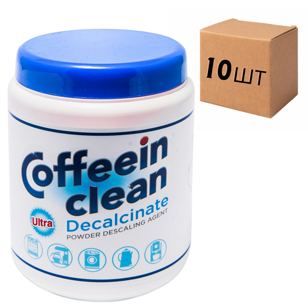 Ящик професійного засобу Coffeein clean DECALCINATE ULTRA для очищення від накипу 900 гр. (у ящику 10шт) 10090 фото